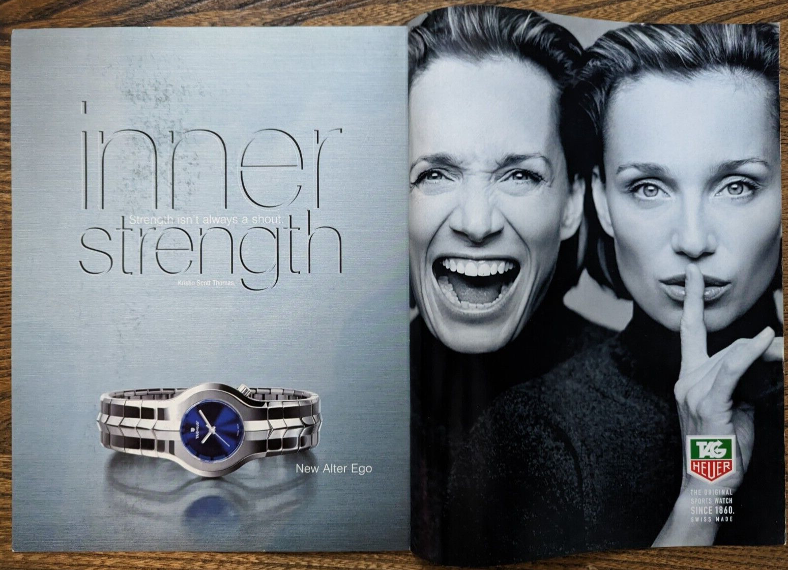 1999 Tag Heuer New Alter Ego Watch Steel Kristin Scott Thomas Vintage PRINT AD