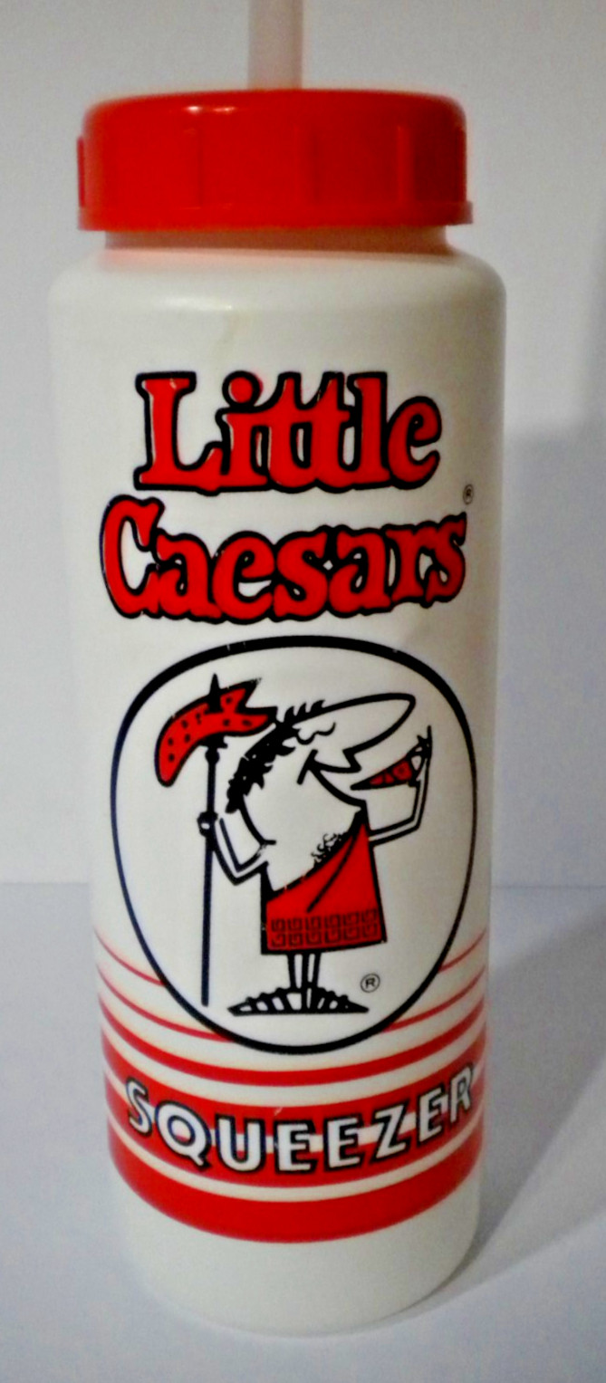 VTG Little Caesars Squeezer Water Bottle 90s 80s Pizza Promo Mascot Advertising
