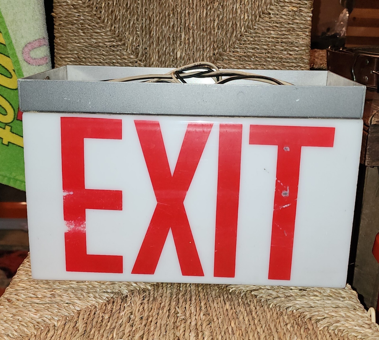Underwriters Laboratories Vtg Exit Sign Industrial Commercial Double Sided Box