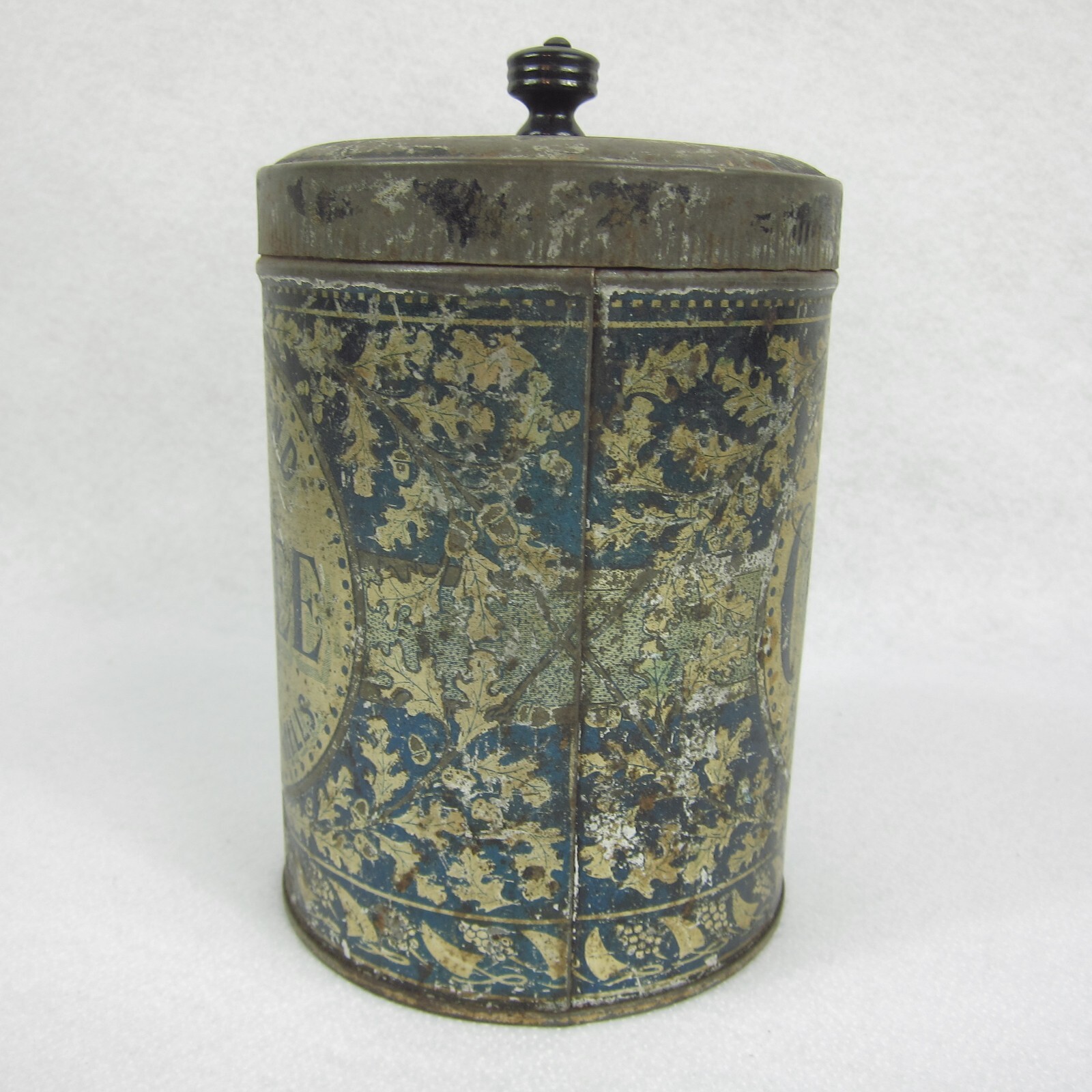 Antique Coffee Tin & Lid Forest City Mills Cleveland Ohio Java Blend c1890-1910