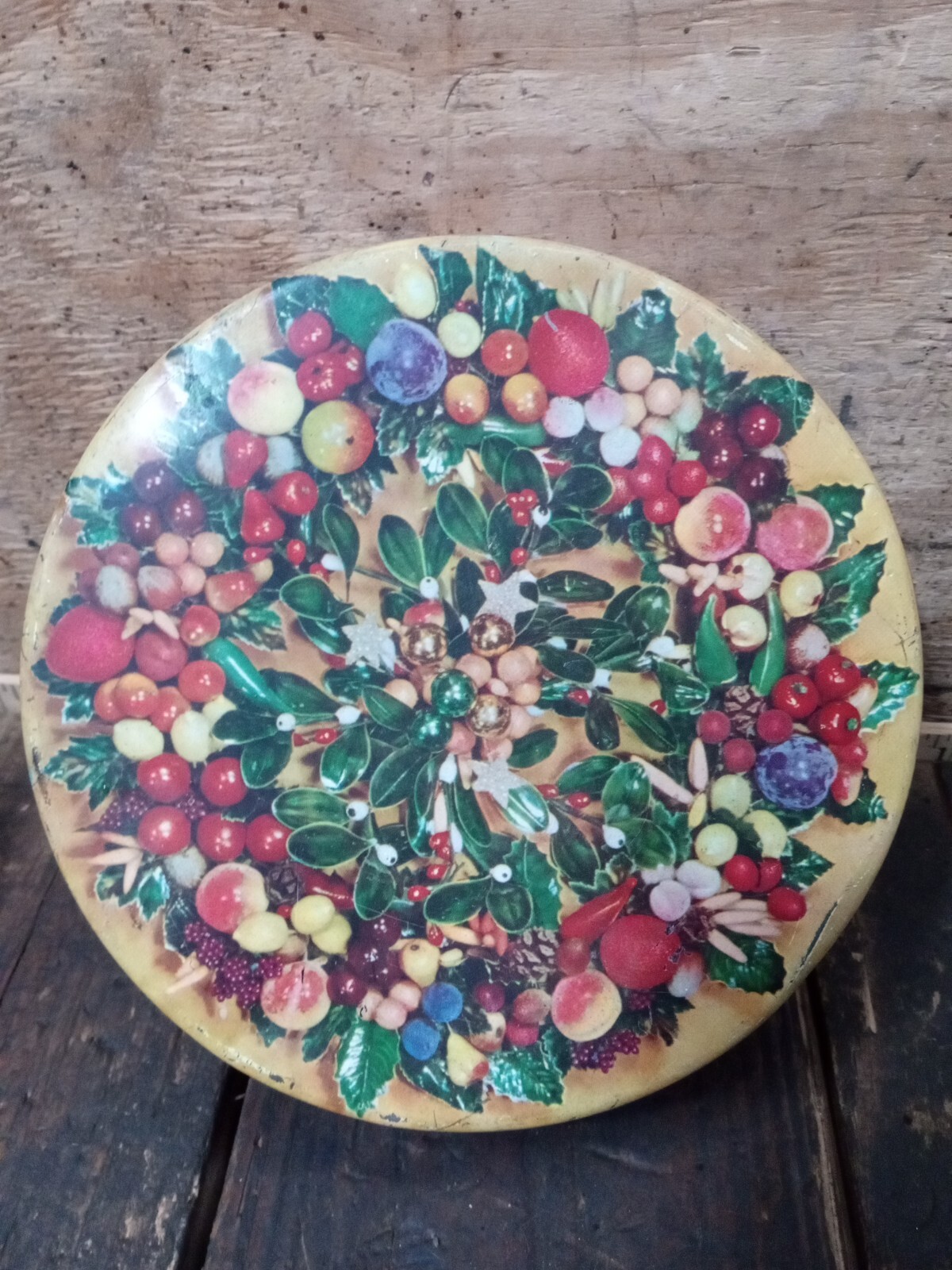 Vintage Tasso Plantation Round Fruitcake Collectible Fruit Cake Metal Tin Dented