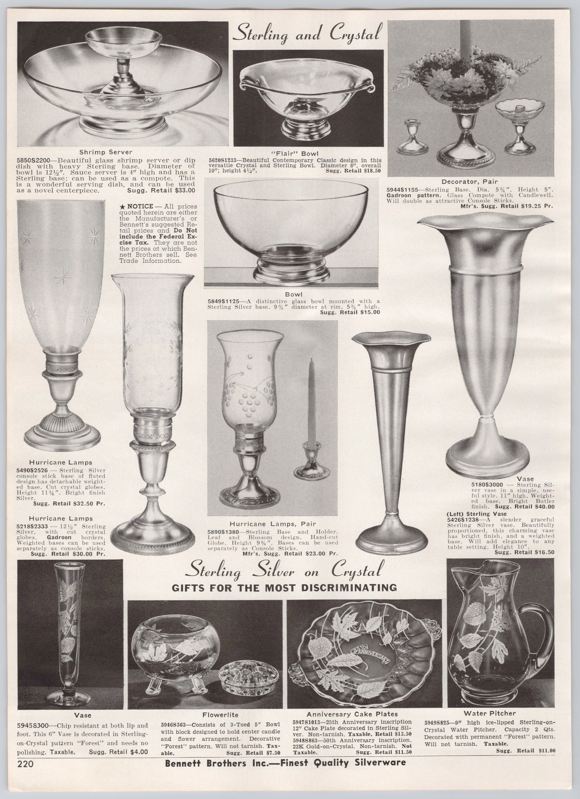1960s Bennett Brothers Inc. Sterling Silver Advertising Print Catalog Page