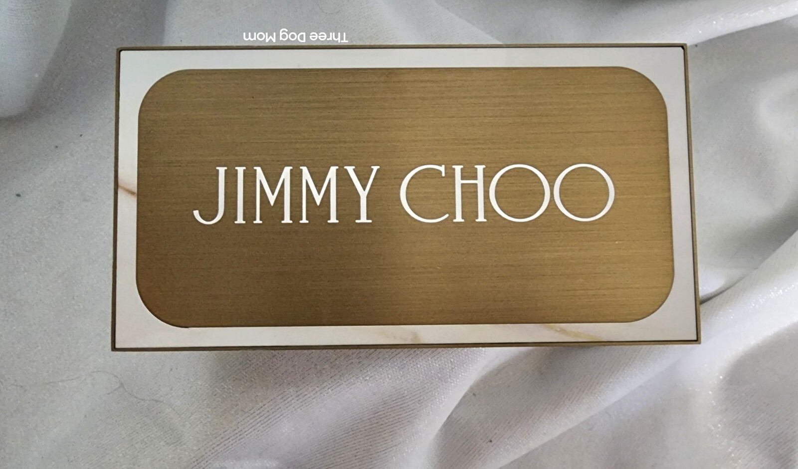 JIMMY CHOO LOGO Store Sign Brushed Gold Metal Trim w/ Marble look Frame 7″x3-3/4
