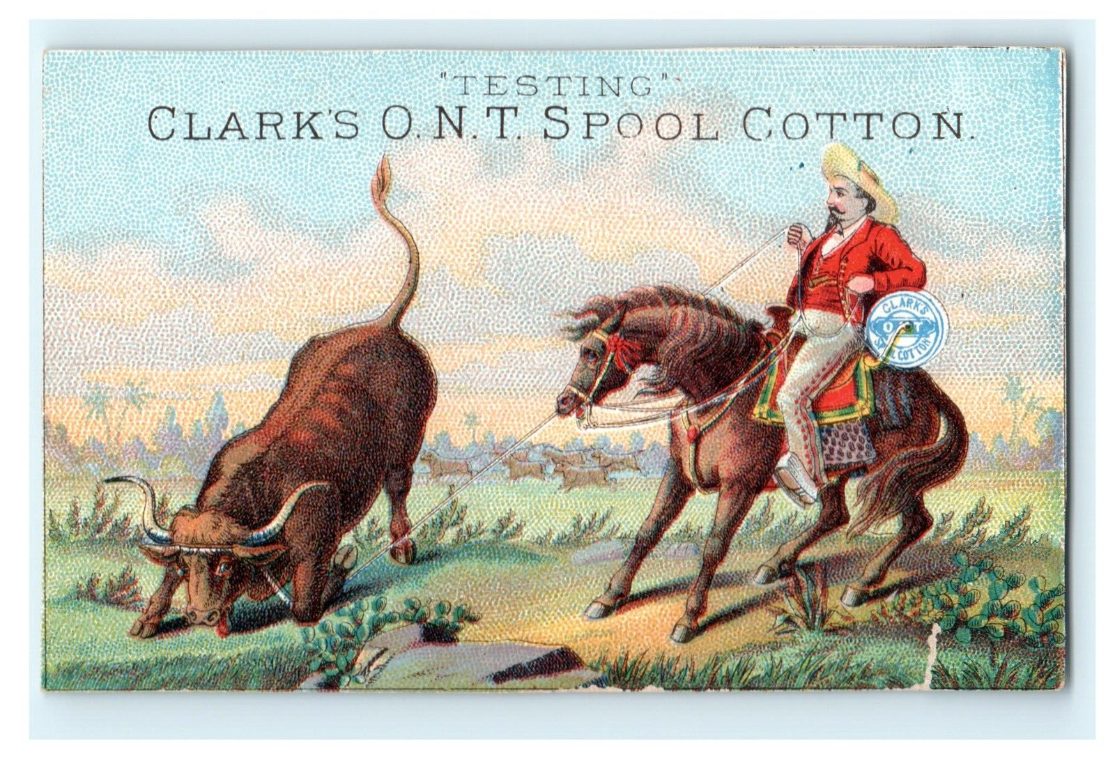 Testing Clarks O.N.T. Spool Cotton – Early Rodeo Cattle Scene