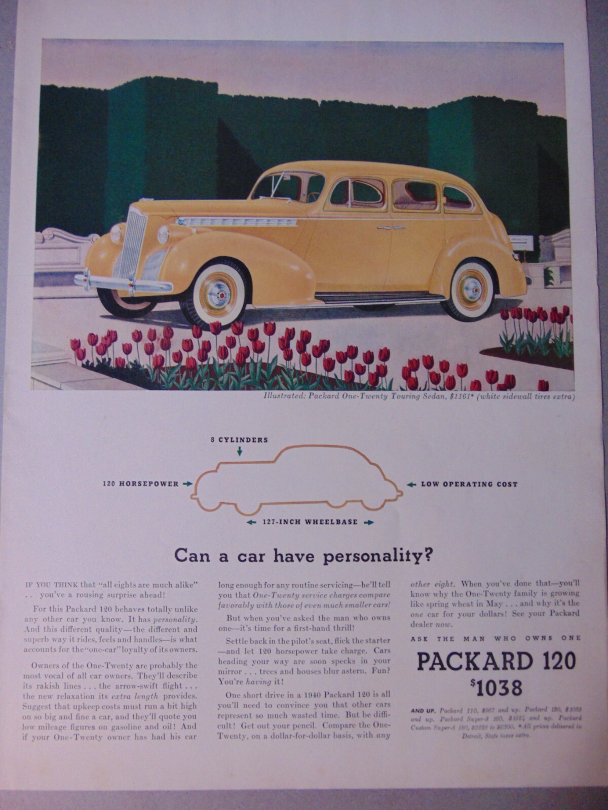 1940 PACKARD 120 Yellow Touring Sedan art print ad