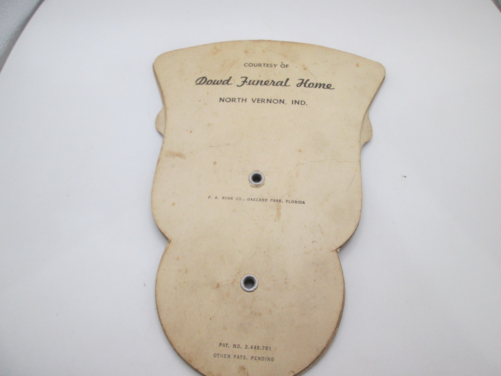 Vtg Trifold Fan Boy Fishing/Straw Hat w/Collie Dog Dowd Funeral Home N. Vernon I