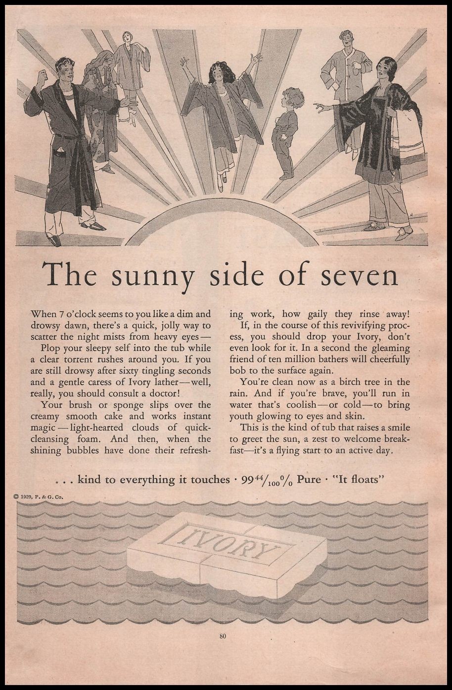 1929 Ivory Soap The Sunny Side Of Seven Art Deco Vintage P&G Print Ad