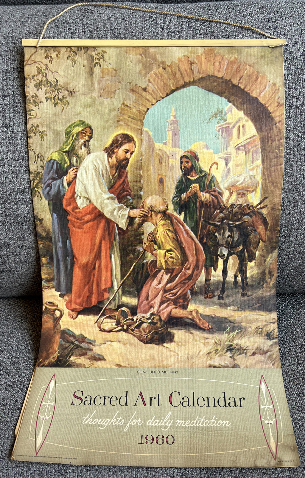 Vintage 1960 Advertisement Calendar Red Bluff Flower Shop Sacred Art Religious