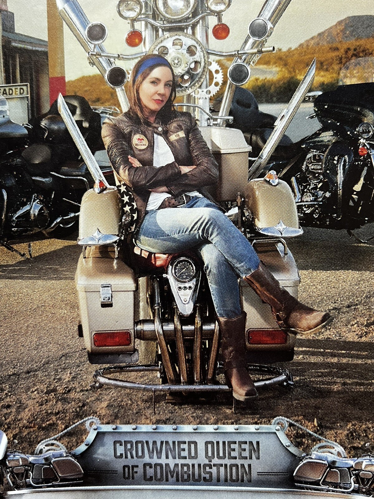 2017 Progressive Flo Queen Of Combustion Stephanie Courtney Motorcycle Print Ad