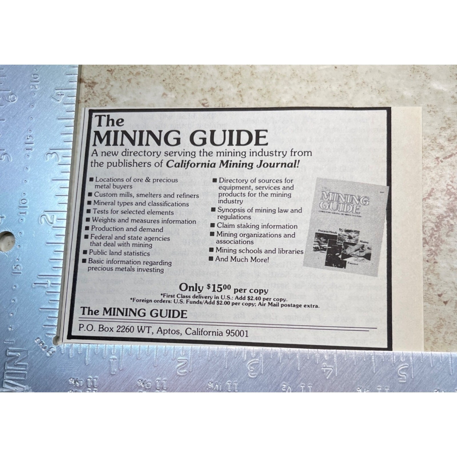 The Mining Guide Vintage Print Ad 1980s Gold Mining Aptos CA Mining Journal