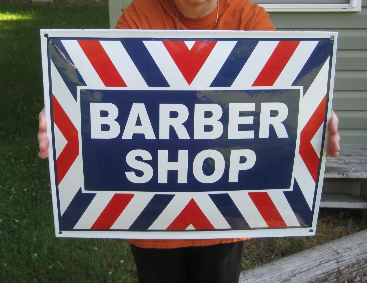 16″ x 13″ Porcelain Enamel Heavy Steel Barber Shop Sign Hair Cut Salon