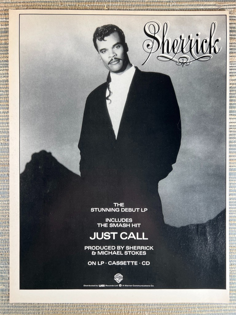 Sherrick Debut LP Just Call Warner Bros Records 1987 Vintage Print Ad