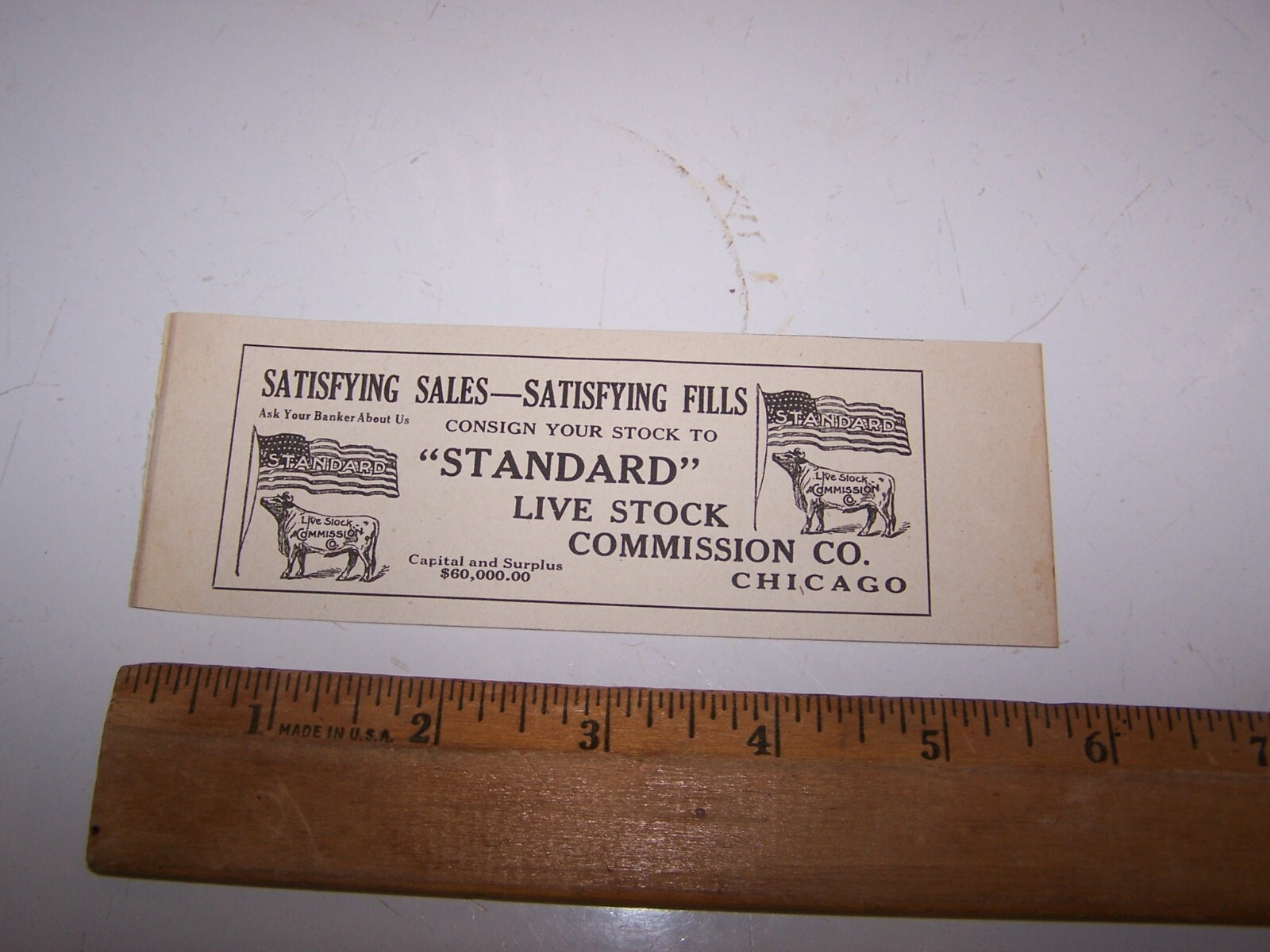1917 STANDARD LIVE STOCK COMMISSION MERCHANTS Printed Paper Ad CHICAGO ILLINOIS