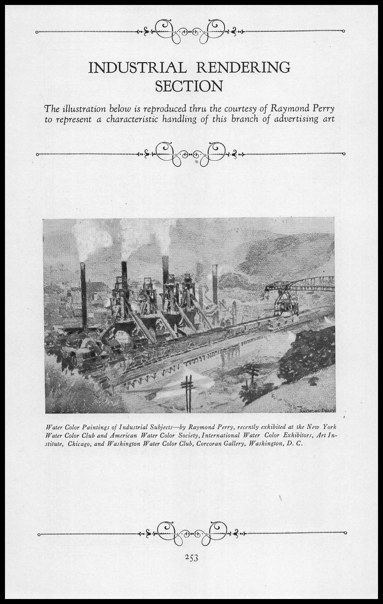 1924 Raymond Perry Advertising Artist Industrial Watercolor Painted Art Print Ad