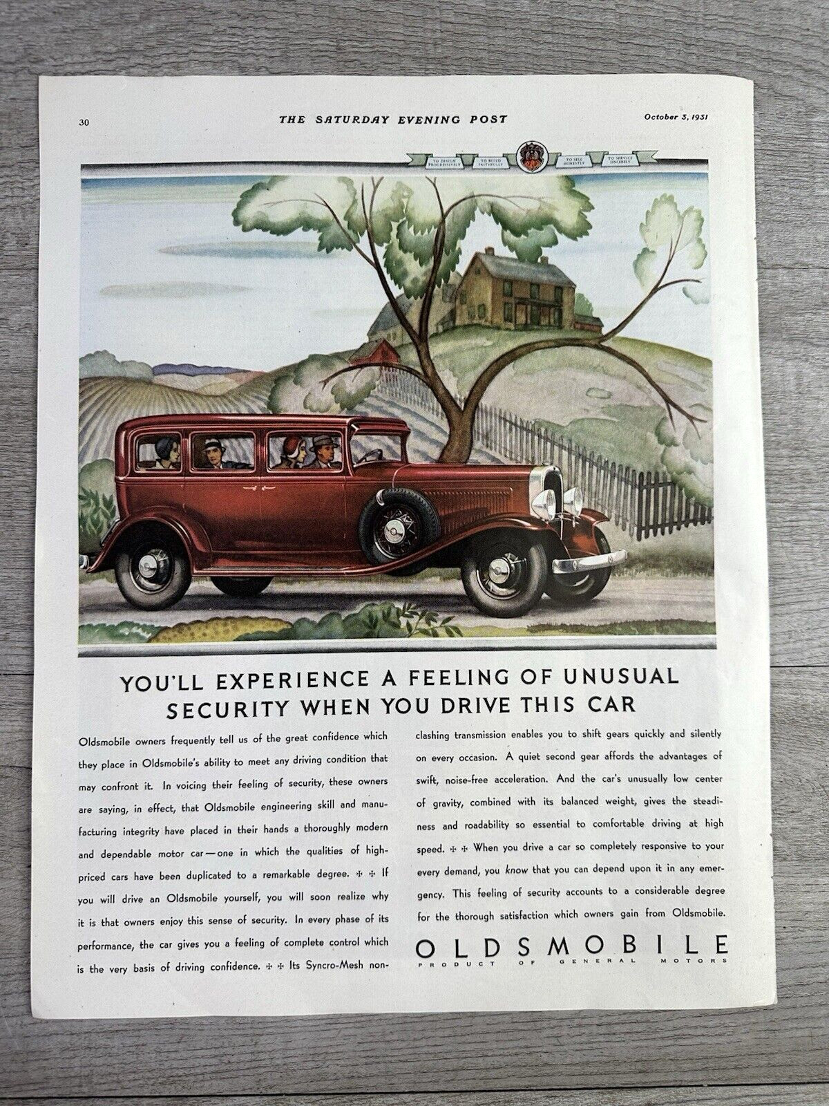 Vtg Lot of 4 Automotive Print Ads BIG Art Deco Sat Eve Post 1931