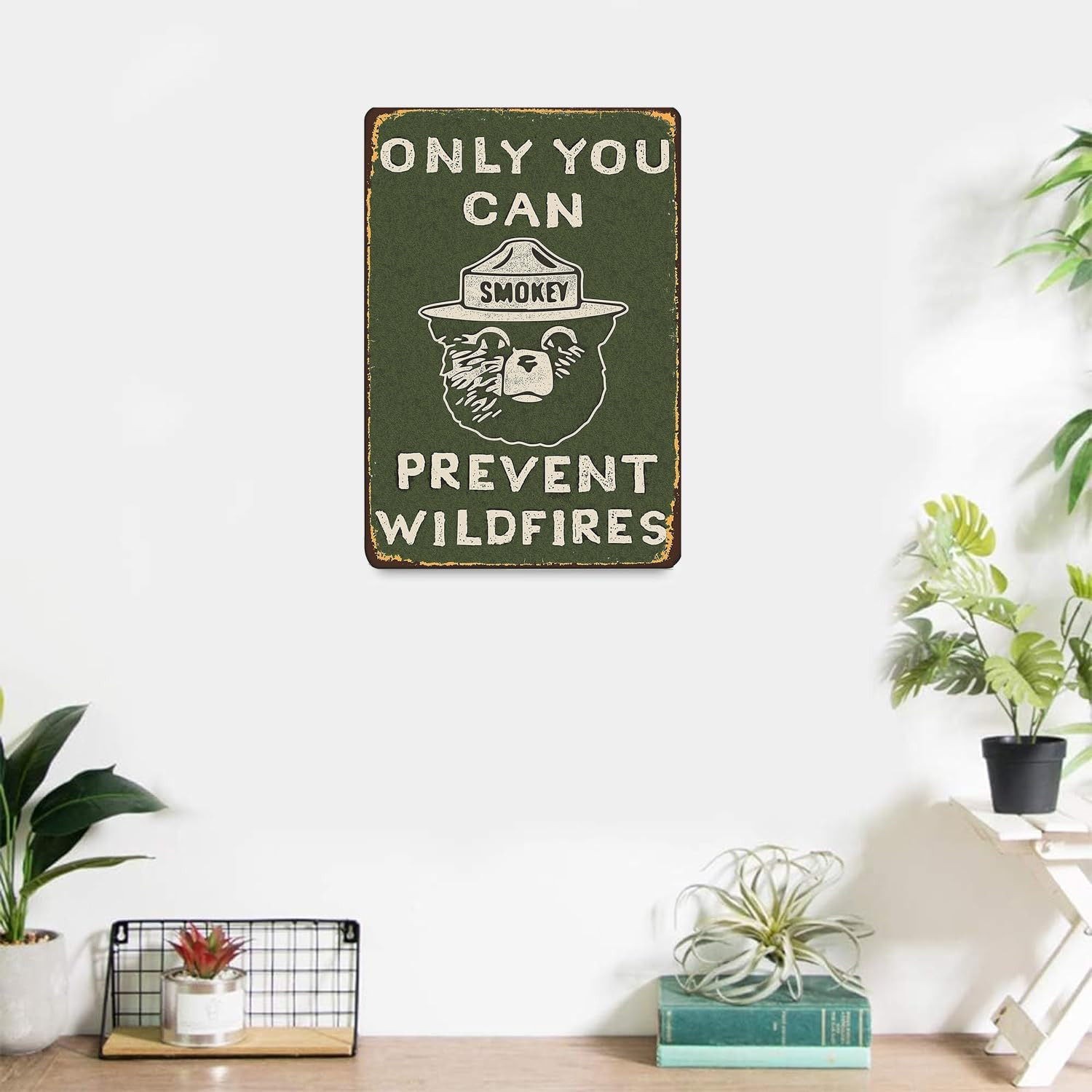 Vintage Metal Sign Smokey Bear Retro Metal Tin Sign Aluminum Sign for Home Co…