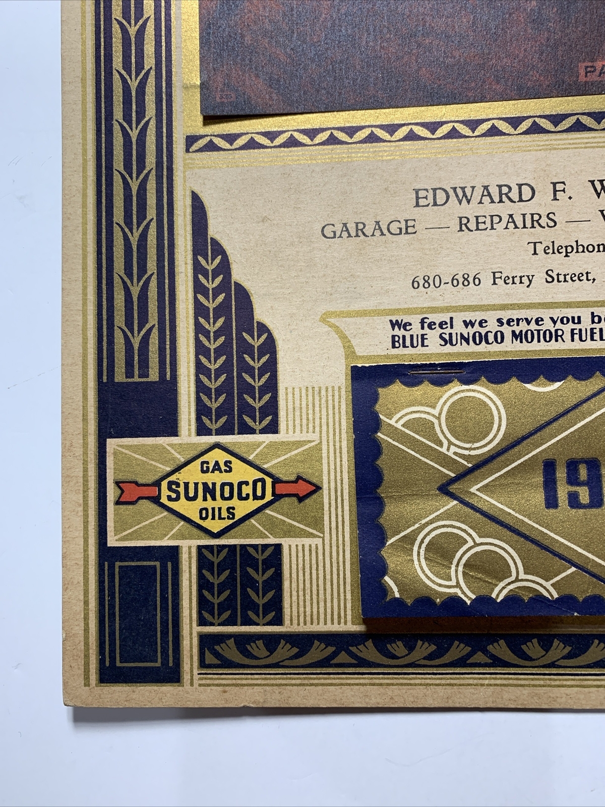 1932 Sunoco Gas Oil Advertising Calendar Sign Easton Pennsylvania Boy & Dog Art