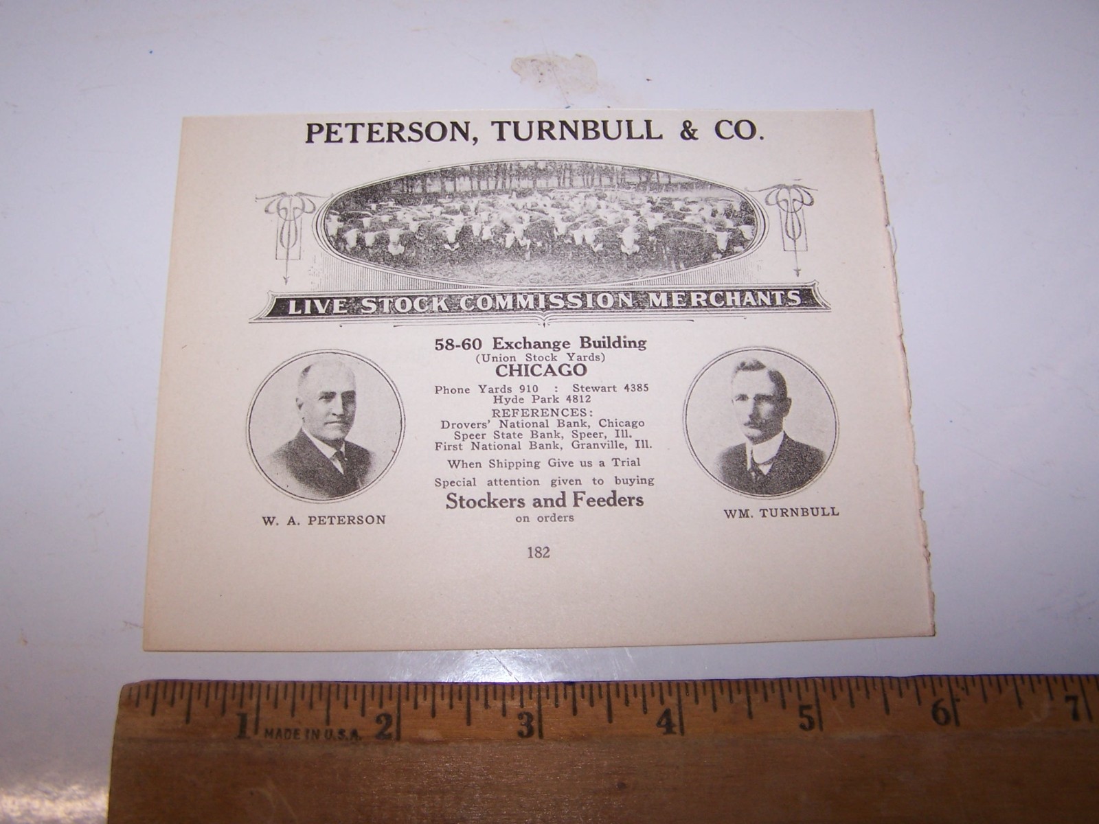 1918 PETERSON TURNBULL & CO Livestock Commission – Paper Ad CHICAGO ILLINOIS