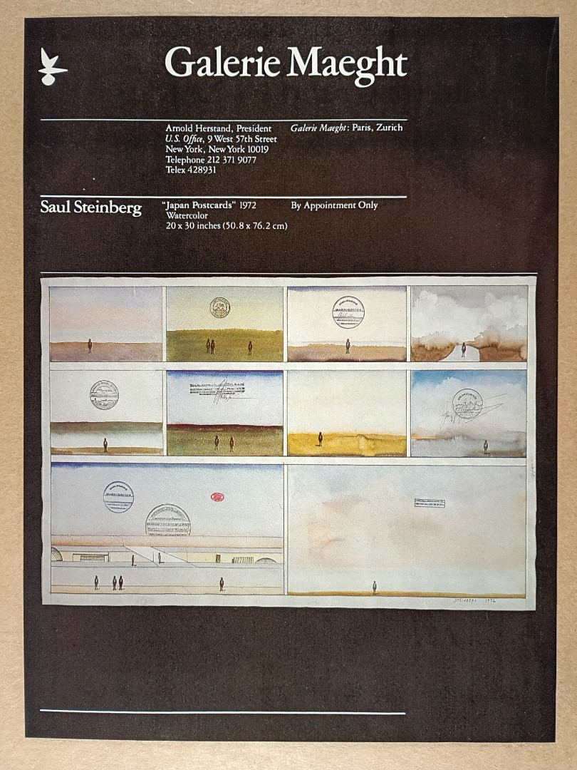 1983 Saul Steinberg ‘Japan Postcards’ Galerie Maeght vintage print Ad