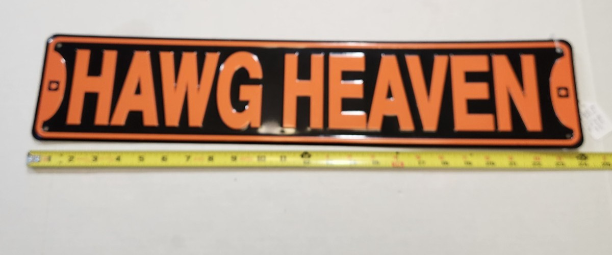Hawg Heaven Harley Davidson Orange & Black Metal Sign Man Cave Decor