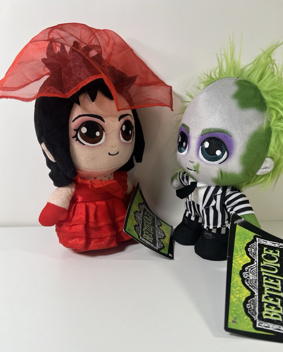 Warner Bros Beetle Juice Plush & Lydia Deetz 8 inch Plush Set! NEW!