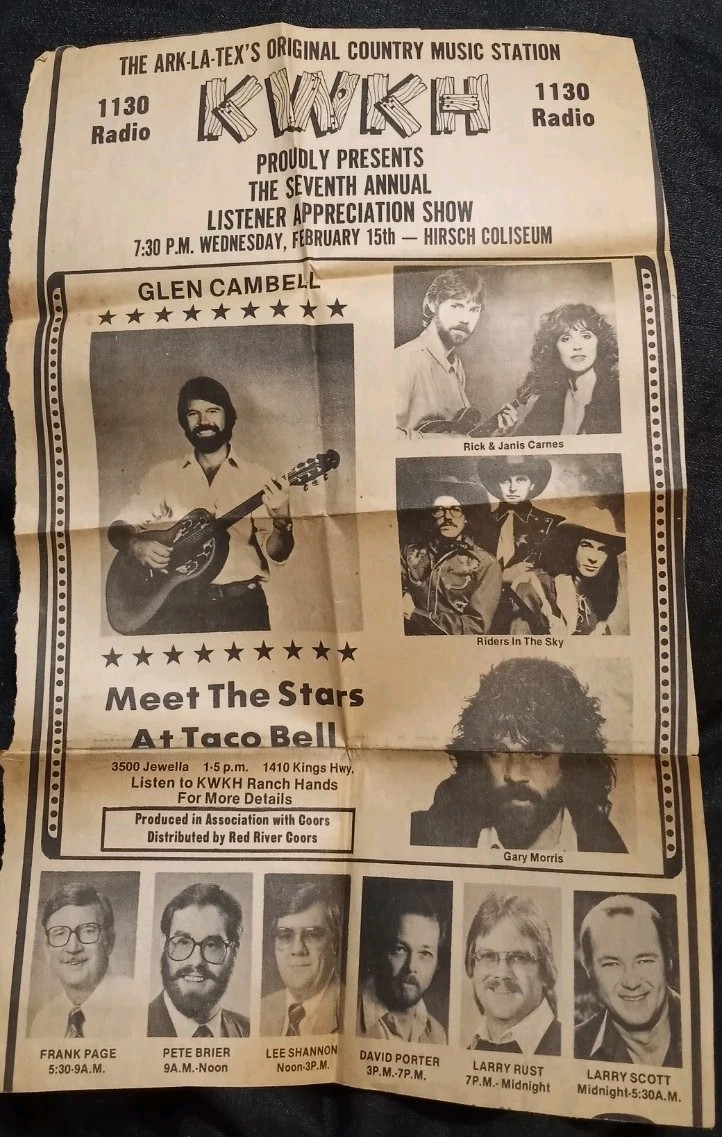 Vintage 1984 KWKH Shreveport LA 7th Annual Listener Appreciation Show Hirsch Col