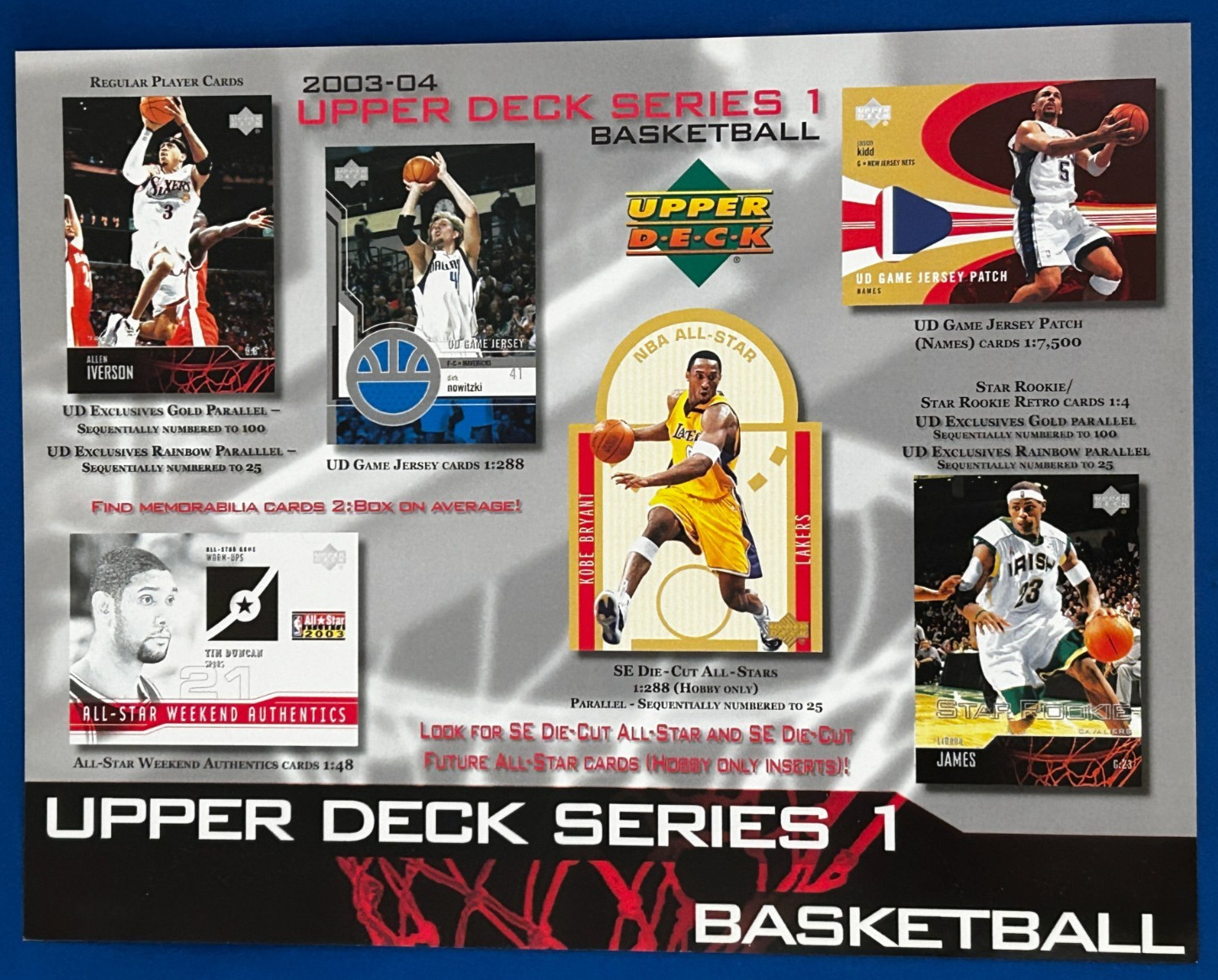 2003-04 Upper Deck Basketball Card Sell Sheet LeBron James RC Print Ad HOF