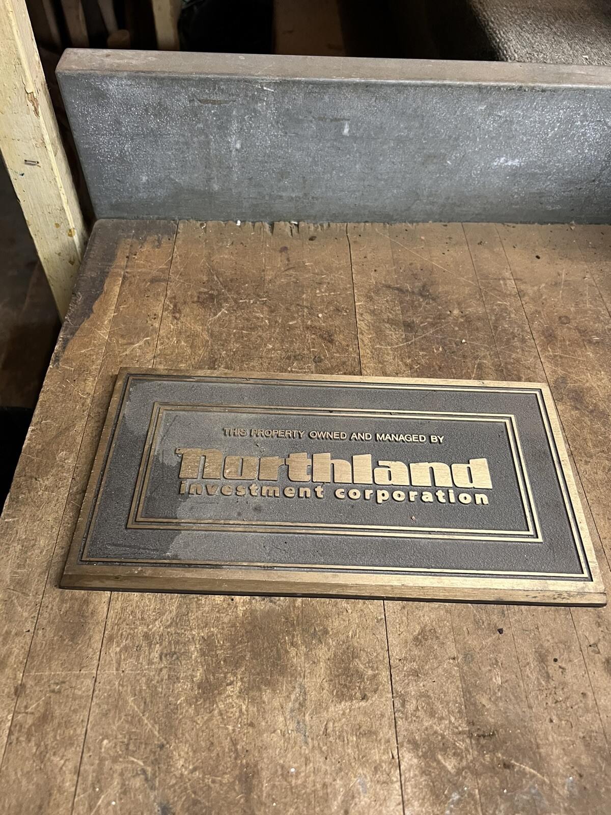Vintage Old Original Northland Investment Corp Property Brass Plaque Sign USA
