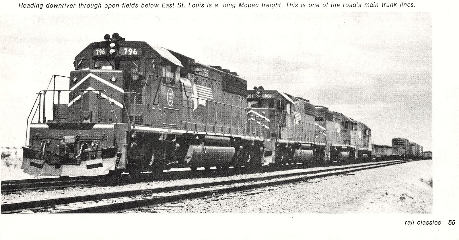 Mopac SD40 796 Freight Train St Louis Mainline Trunk Line Mopac Vtg Mag Excerpt