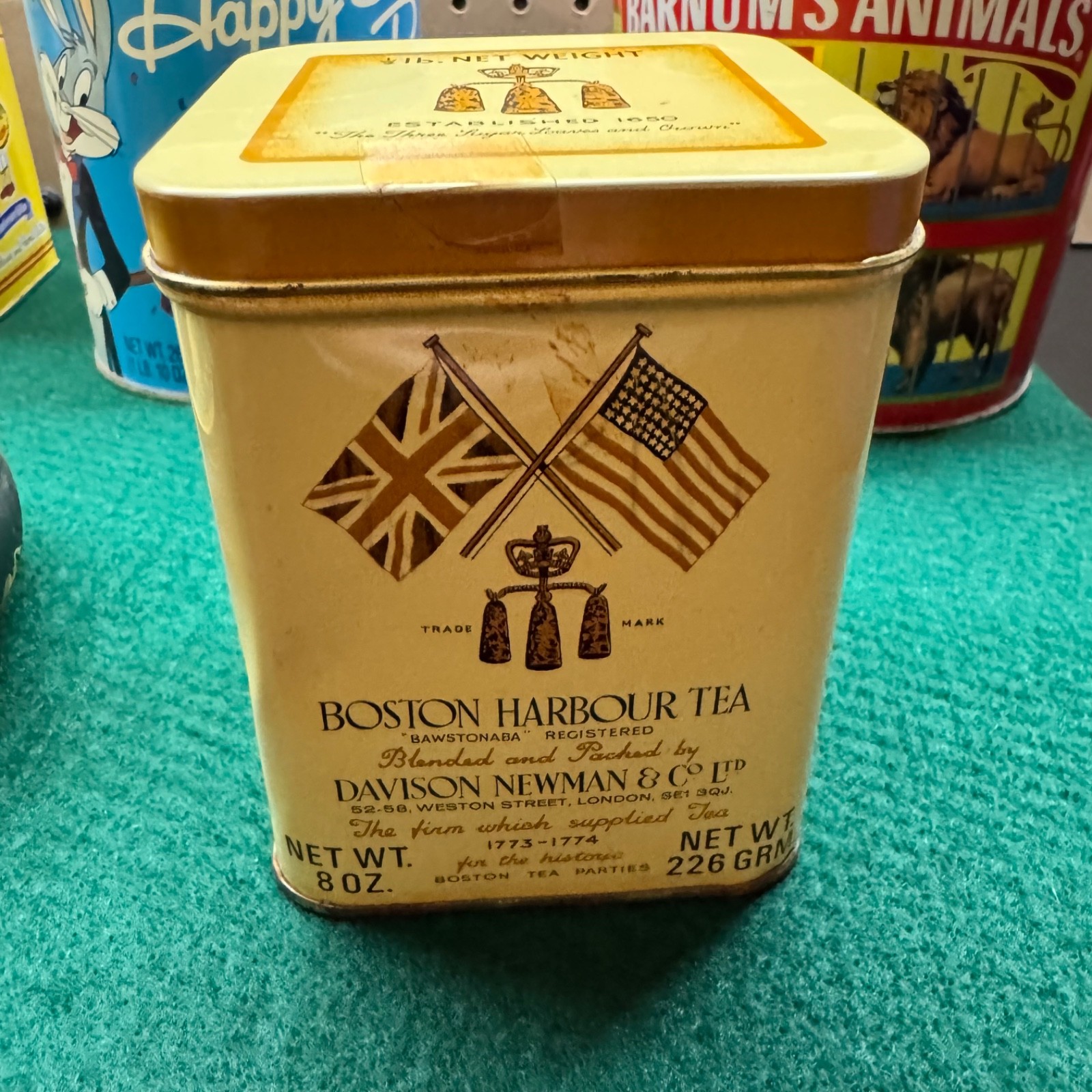 Boston Harbour Tea Vintage Metal Tin Davison Newman 8 Oz English Tea Canister
