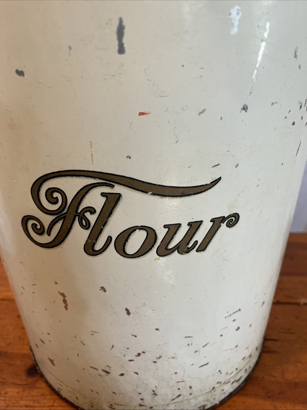 VTG Flour Tin Can General Store Storage Canister Primitive Antique W/Lid Great!