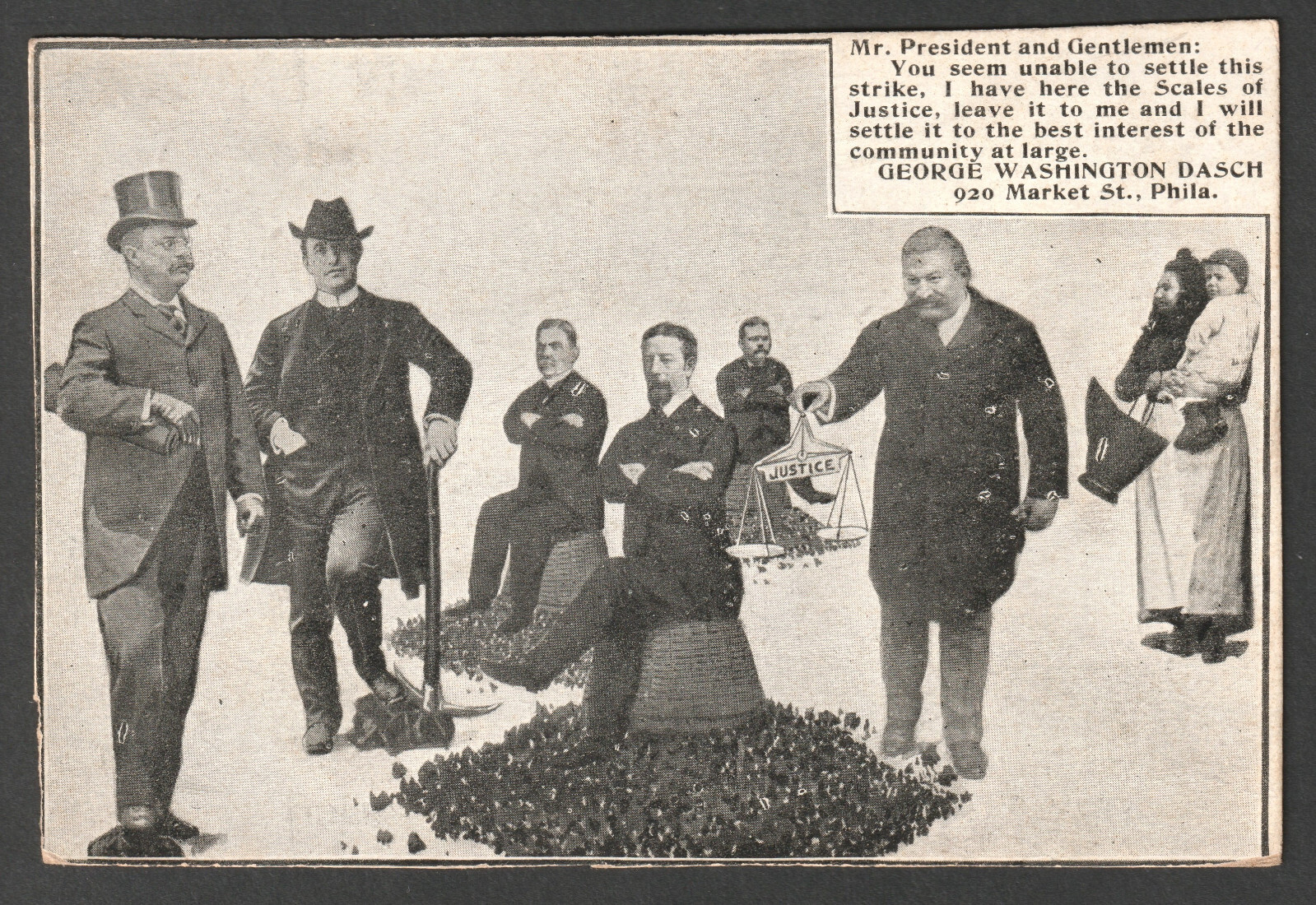 RARE = Teddy Roosevelt 1902 Coal Strike Dasch Schmidt Beer Gibson Rye Trade Card