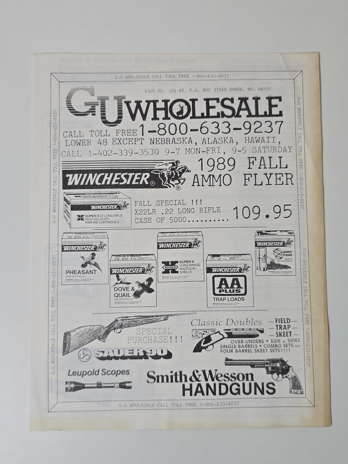 1989 G U Wholesale Fall Ammo Flyer Winchester Smith Wesson Leupold Catalog