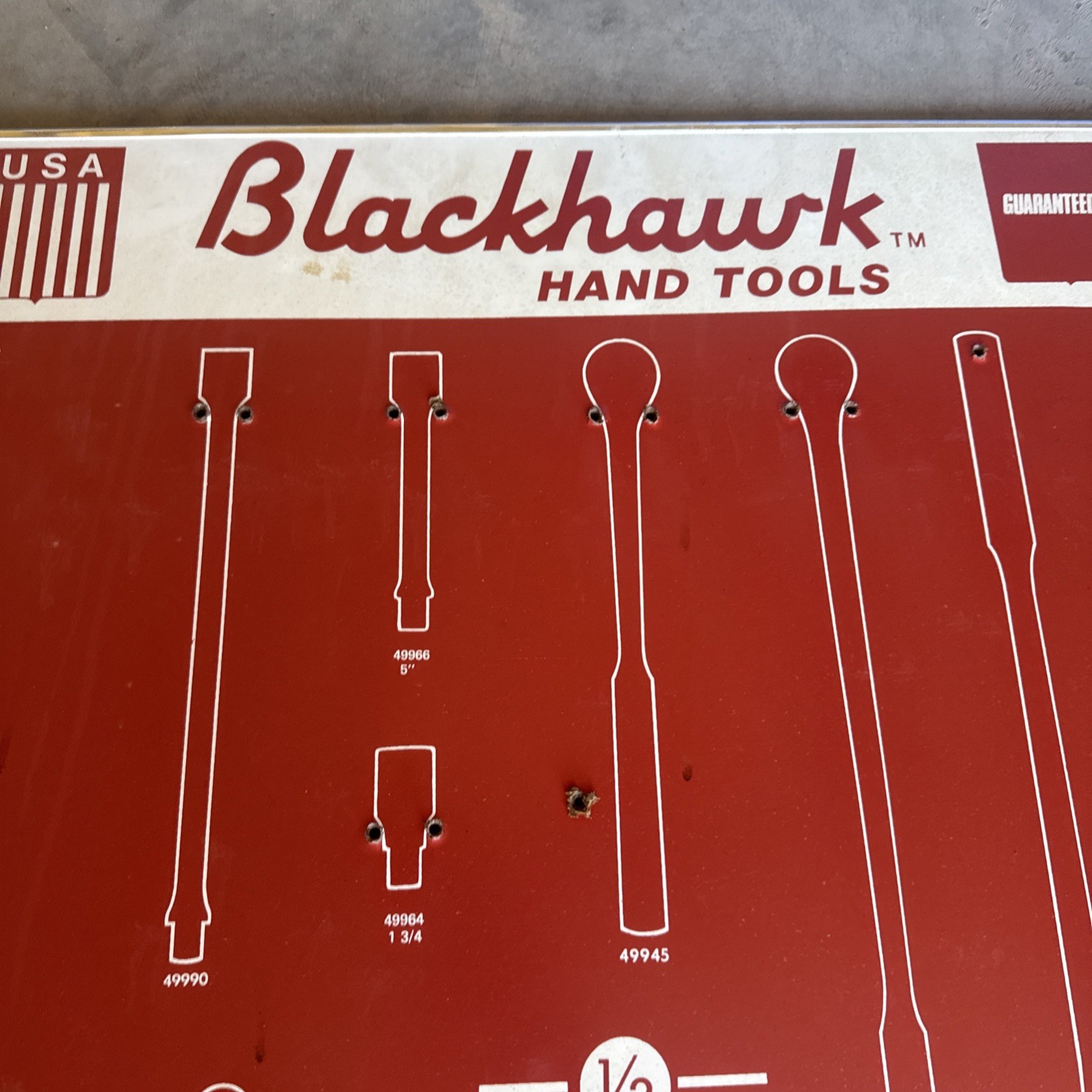 Vintage Black Hawk Hand Tools Display Advertisement Board DBD-2a
