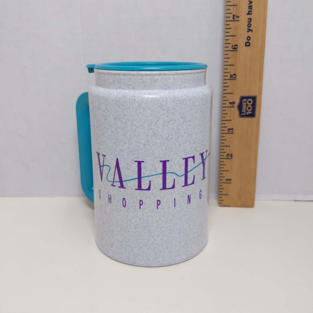 Valley Fair Shopping Center Mug Teal Handle Vintage Promotional Travel Cup