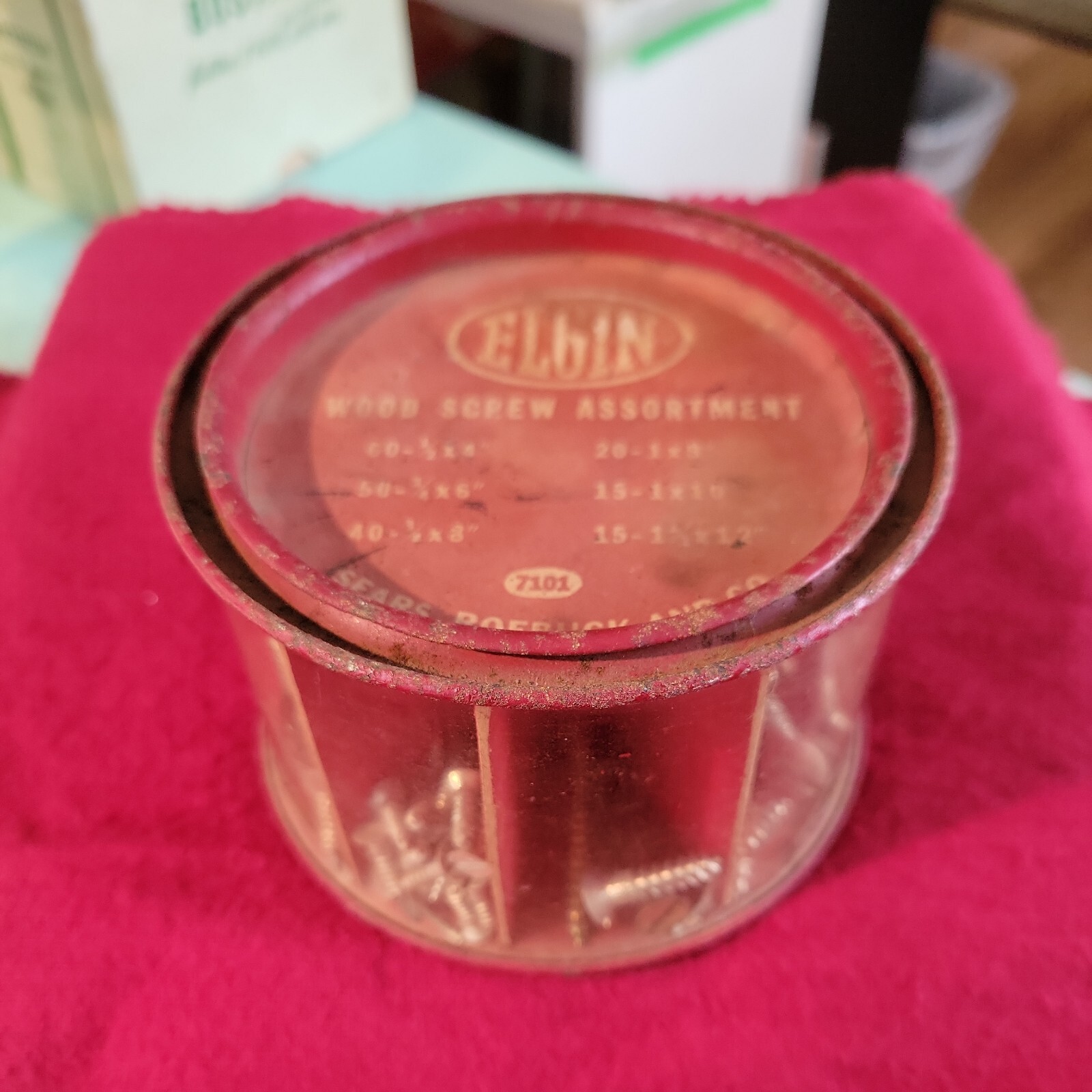Elgin Wood Screw Assortment Container Made For Sears, Roebuck And Co.