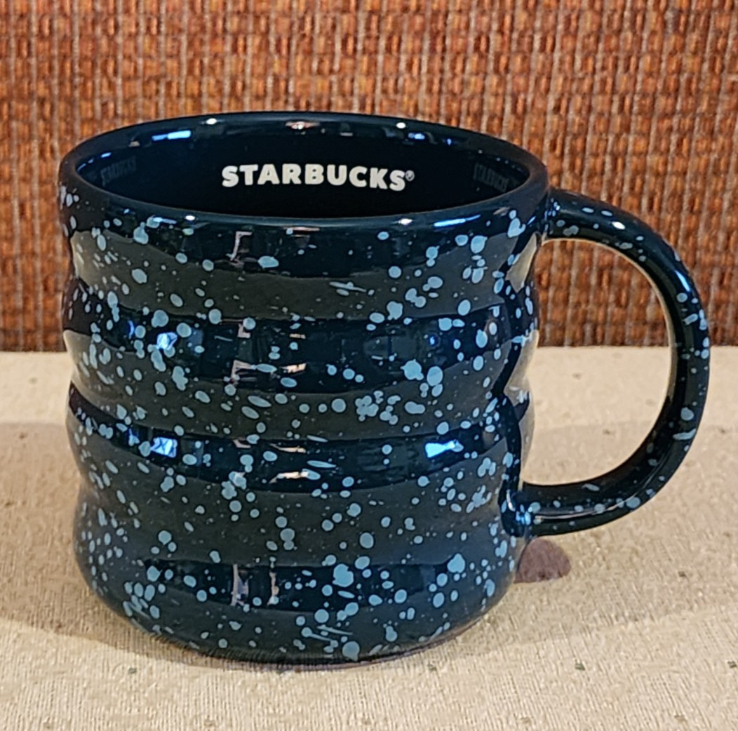 2023 Starbucks Dark Green W/ Blue Speckles Ceramic 12 Ounce Coffee Tea Cup Mug