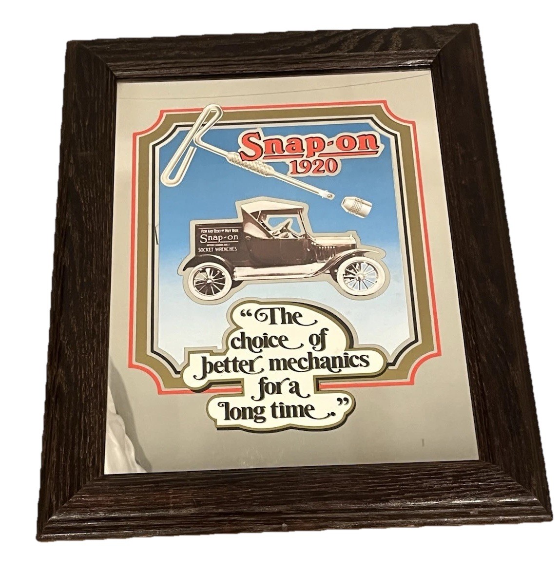 Vintage Snap-On Tools Framed Mirror 1920 Model T Ford Truck 20” x 16” (6E)