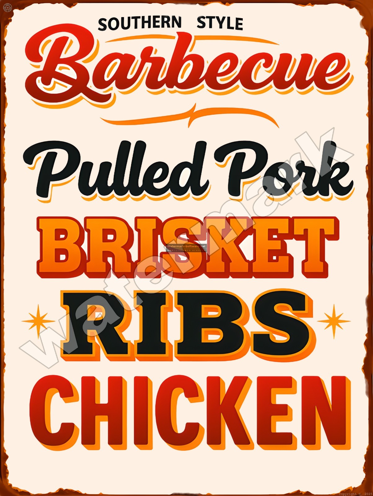 Southern Style Barbecue Metal Sign 9″ x 12″ or 12″ x 16″