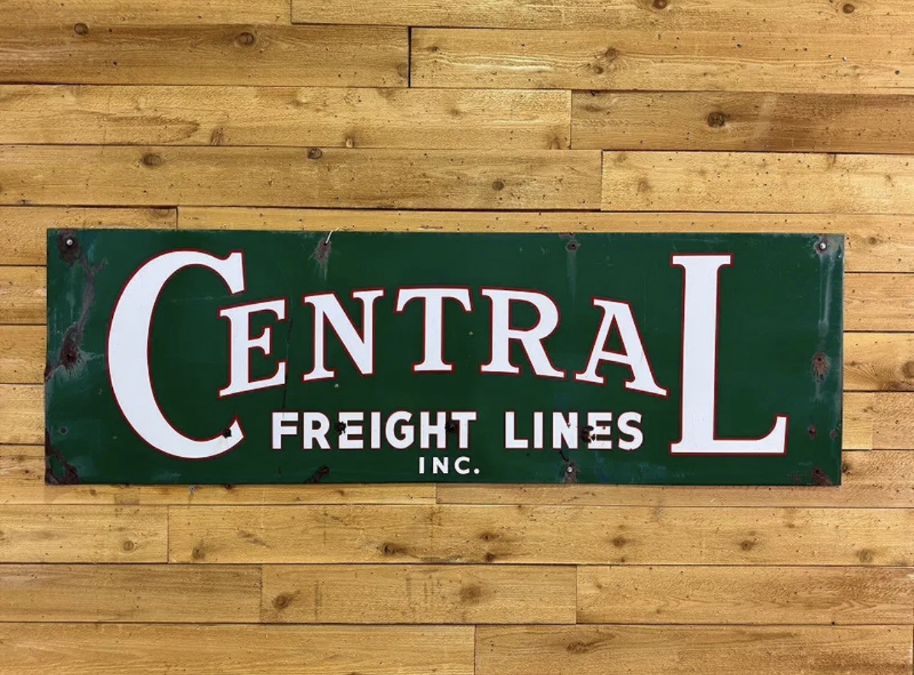 VTG Central Freight Lines Single-Sided Porcelain Advertising Sign 73×23” TEXLITE