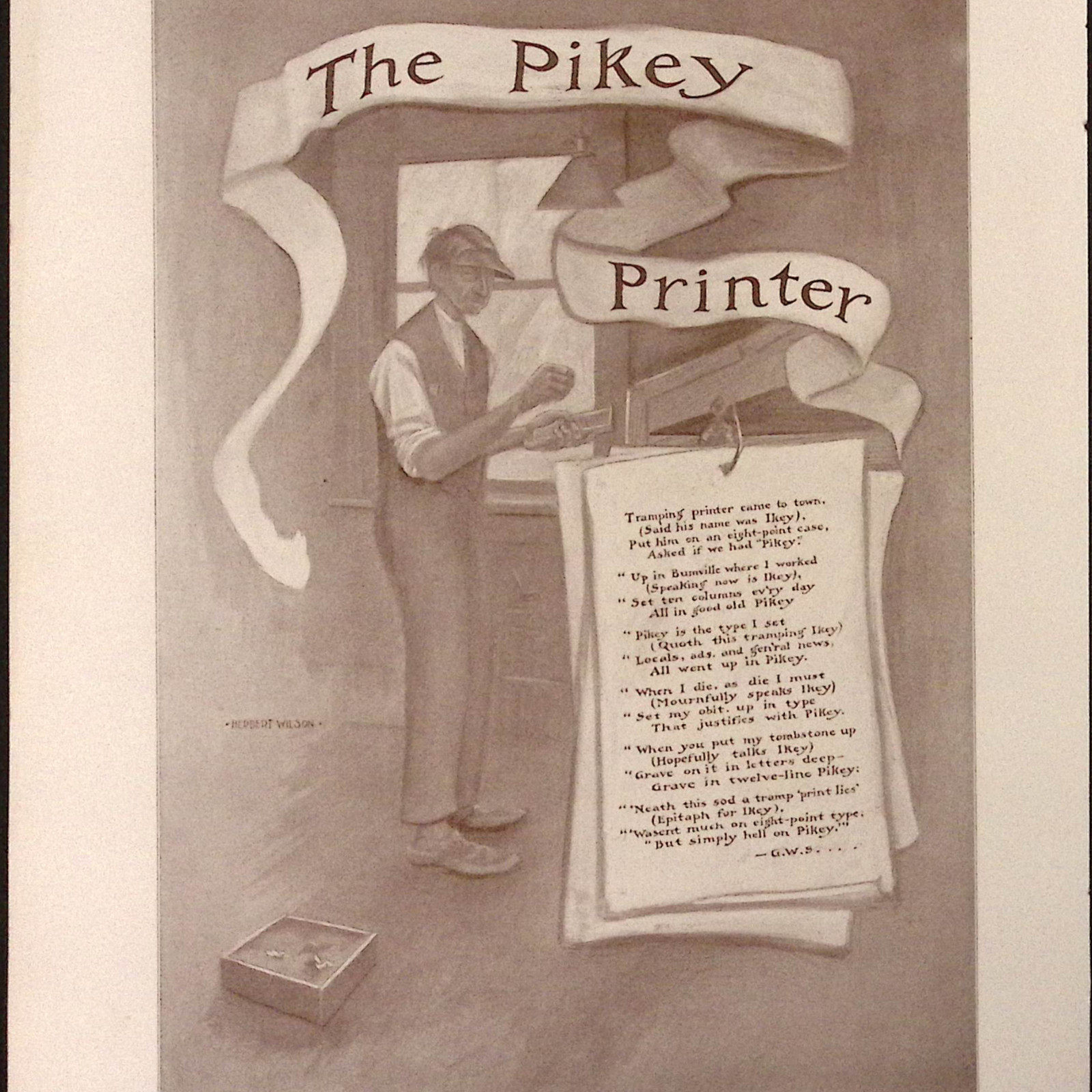 The Pikey Printer Poem Illustration the Henry O Shepard Co Printer 1909 Print Ad