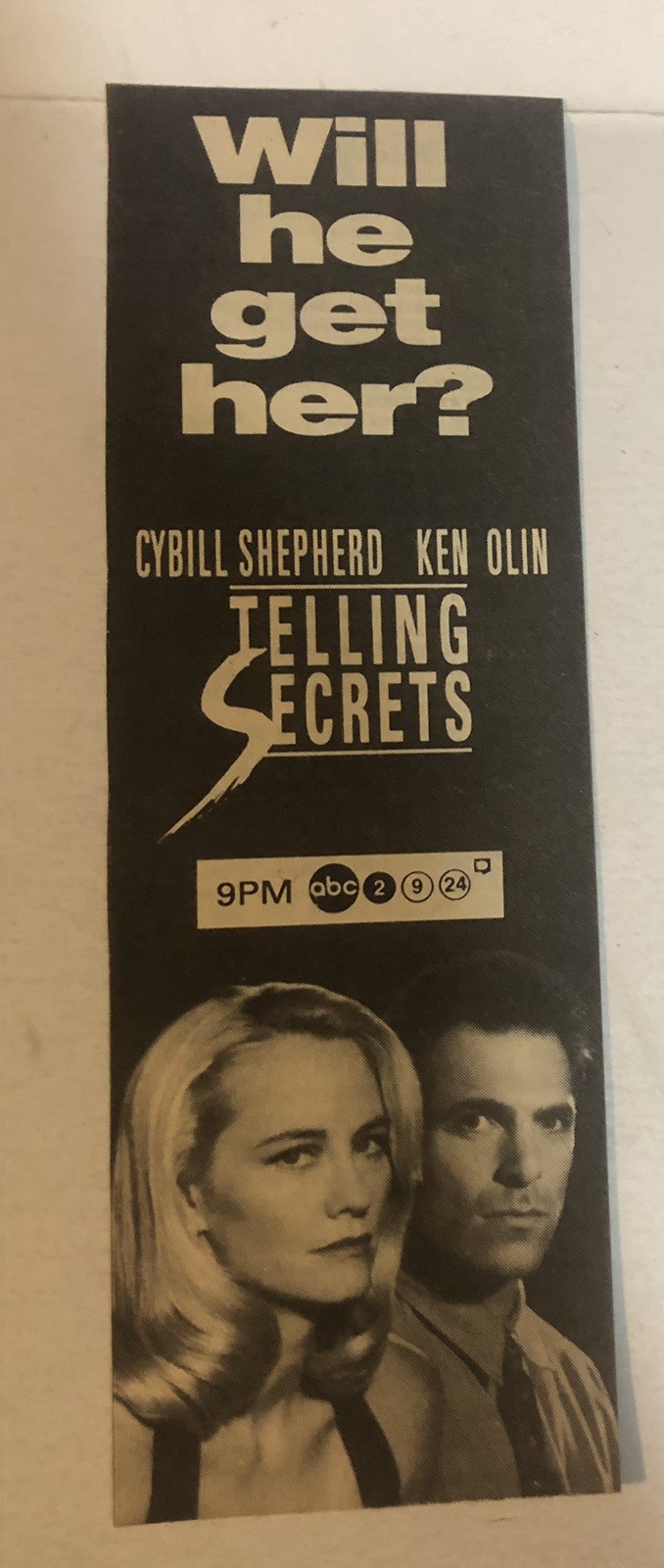 Telling Secrets Ken Olin Cybill Shepherd Vintage Print Ad Tpa37