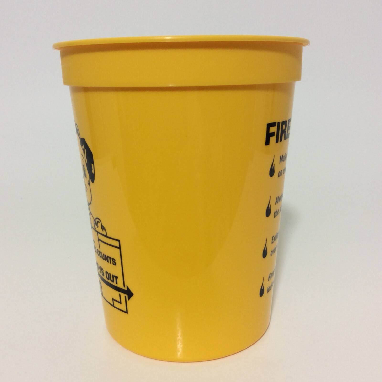 Fire Prevention Safety Tips Yellow Plastic Cups Promotional 17 Oz Lot Of 3