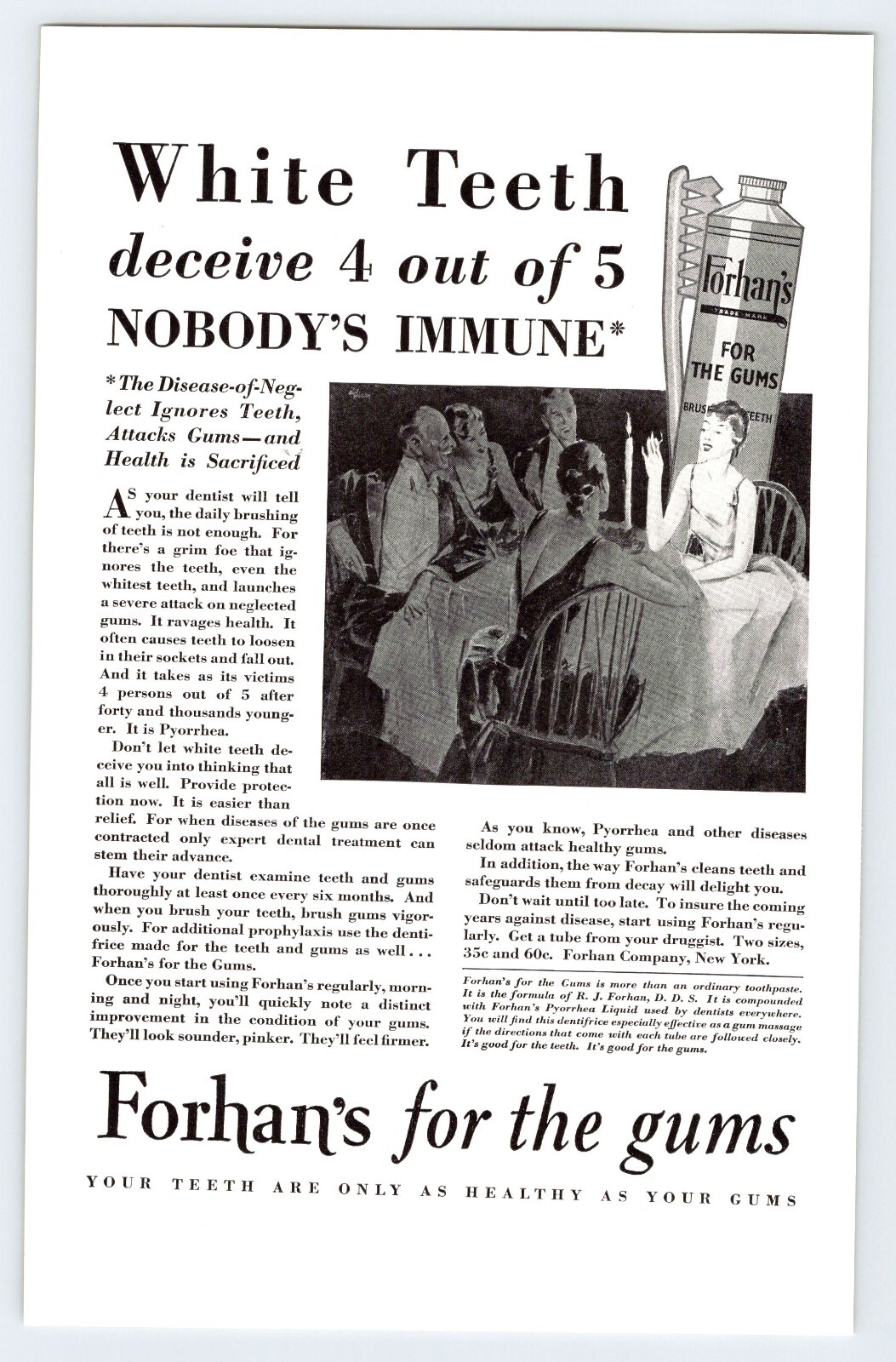 1929 FORHAN’S FOR THE GUMS TOOTHPASTE VTG 6.5″ X 10″ Magazine Ad 1920’s M445