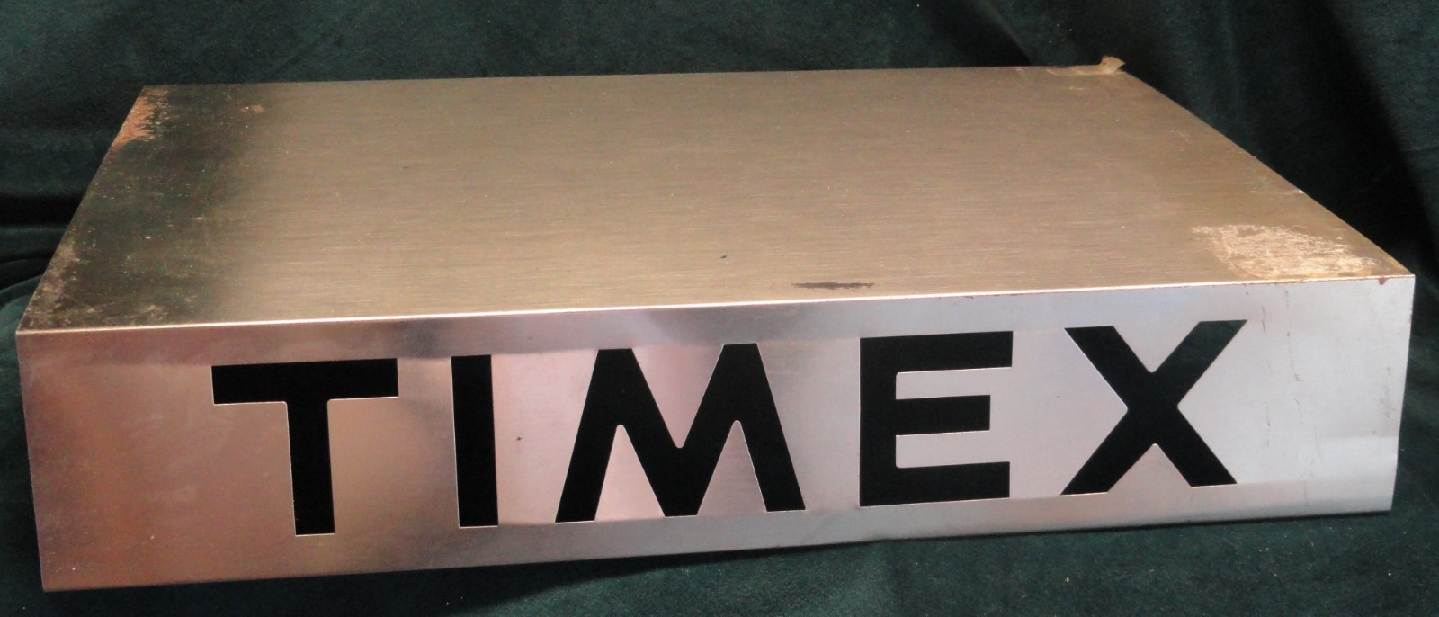 Rare 1950s 1960s TIMEX Watch Cut out Letters Steel Display Case Topper — LOOK