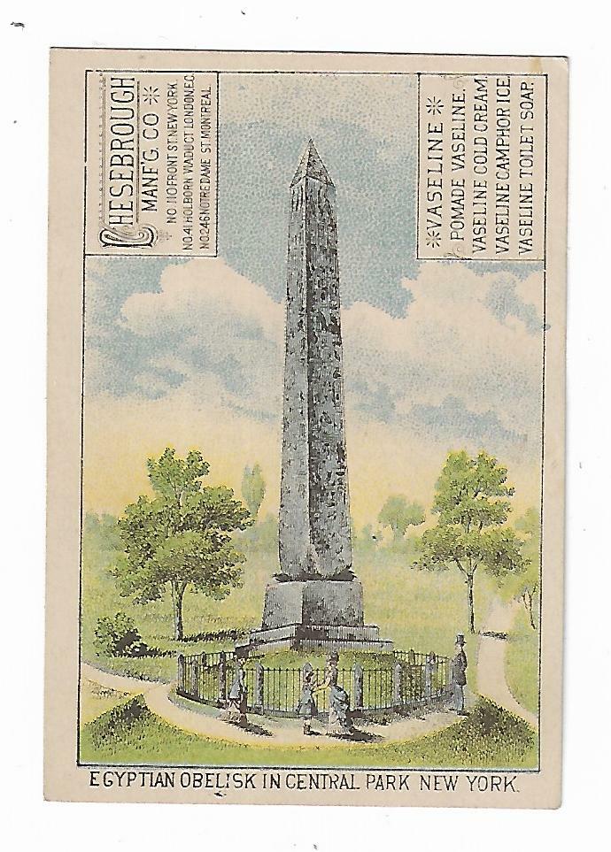 Chesebrough Vaseline Cold Cream Camphor Ice Soap Egyptian Obelisk Central Park