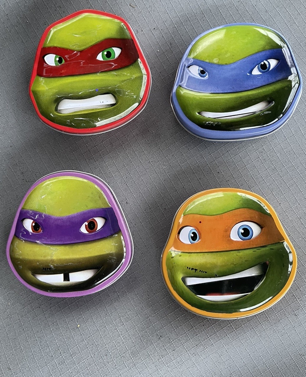Set Of 4 TMNT Teenage Mutant Ninja Turtles Collectible 2.5” Mint Tins RARE