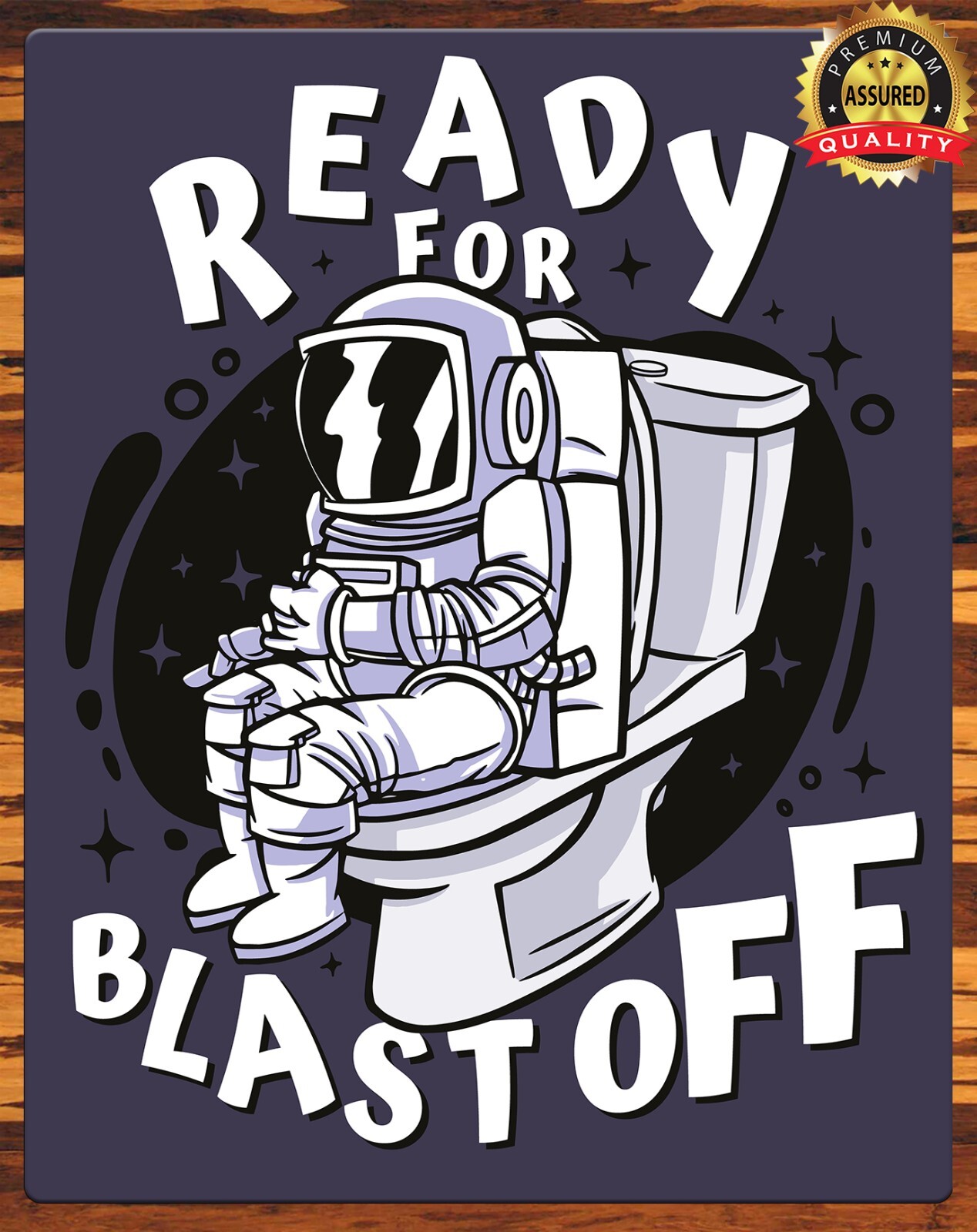Ready For Blast Off – Astronaut on Toilet – Humor – Metal Sign 11 x 14