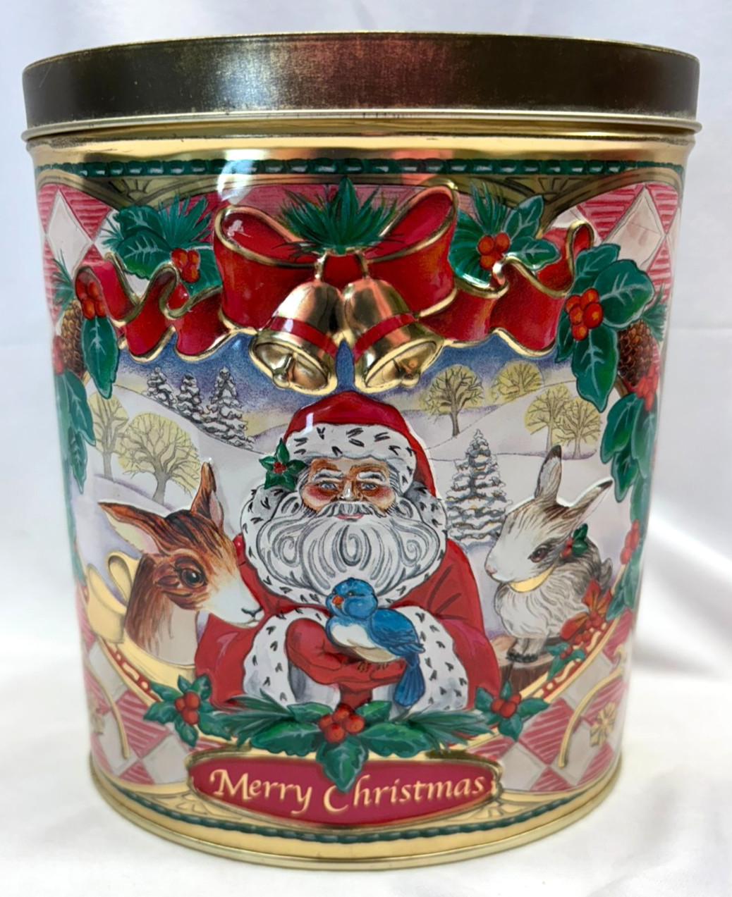 Chocolate Pretzels Oval Merry Christmas Tin