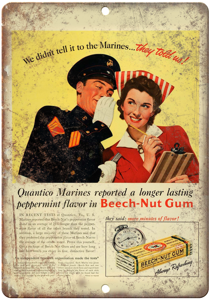 Beech Nut Gum Vintage Ad 12″ x 9″ Reproduction Metal Sign N306